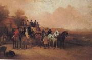 unknow artist People ride horses oil